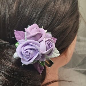 Handmade Pastel Purple Clay Hair Barrettes Unique Floral Hair Clip  Women Girls